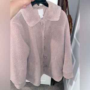 H&M button up teddy jacket